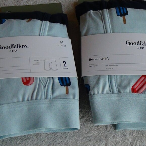 4 pair 2 PK Goodfellow  Co. Men's Popsicle/Navy Boxer Briefs Tagless M 32.5/34.5 - Picture 1 of 16